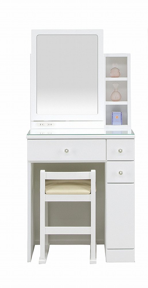 Amazon｜カジュアル 幅60cm 1面鏡ドレッサー 化粧台 スツール付き